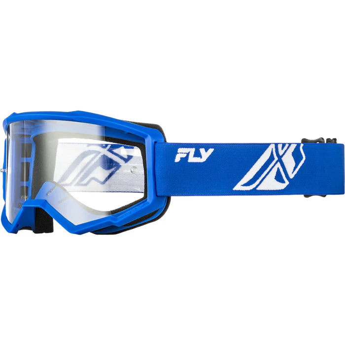 Antiparra FLY RACING Focus Google BLUE/WHITE W/ CLEAR LENS