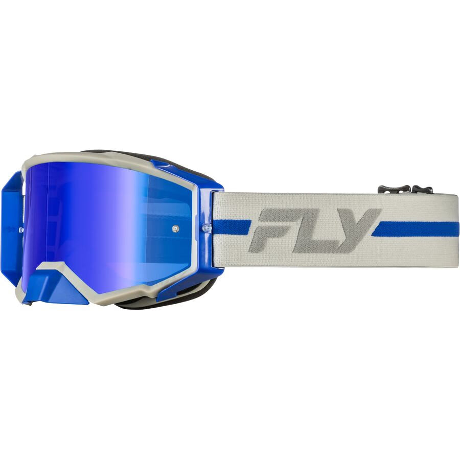 Antiparra FLY RACING ZONE PRO GOGGLE GREY/BLUE W/BLUE MIRROR/SMOKE LENS