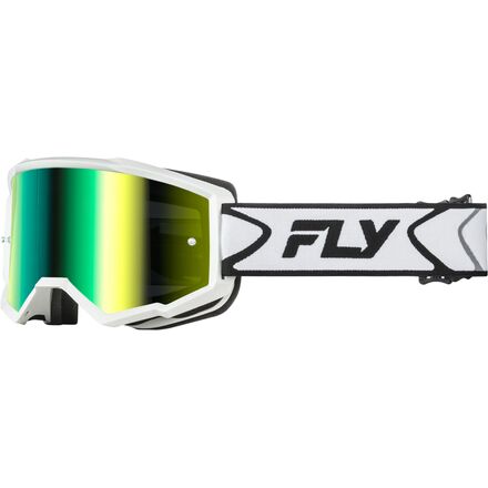 Antiparra FLY RACING ZONE WHITE/BLACK W/IRIDESCENT GRN MIRROR LENS