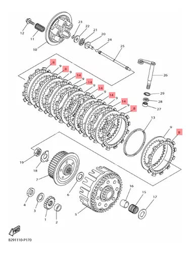 Discos de embrague ORIGINAL YAMAHA YZ250FX 2015-2019